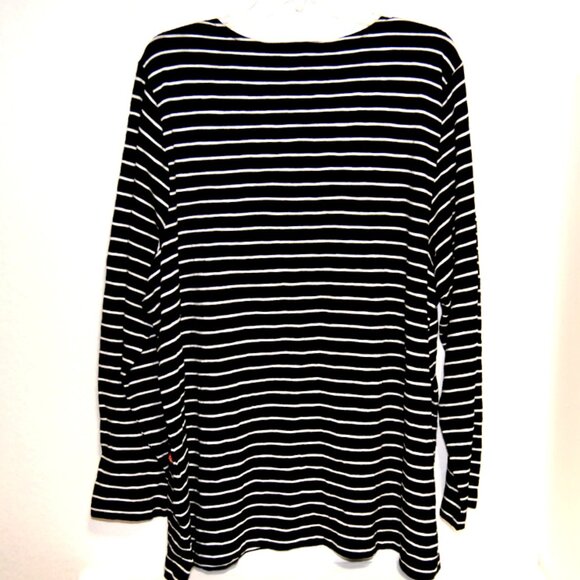 CJ Banks Women’s Long Sleeve Black and White Striped Blouse - Size 2X - Picture 2 of 6